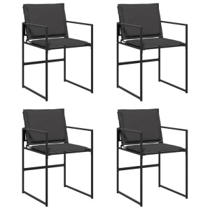 Cadeiras de jardim c/ almofadões 4 pcs aço e textilene preto H