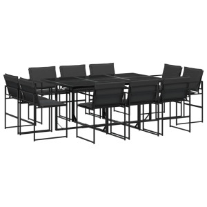 Juego de comedor de jardín 11 pzas con cojines textileno negro H