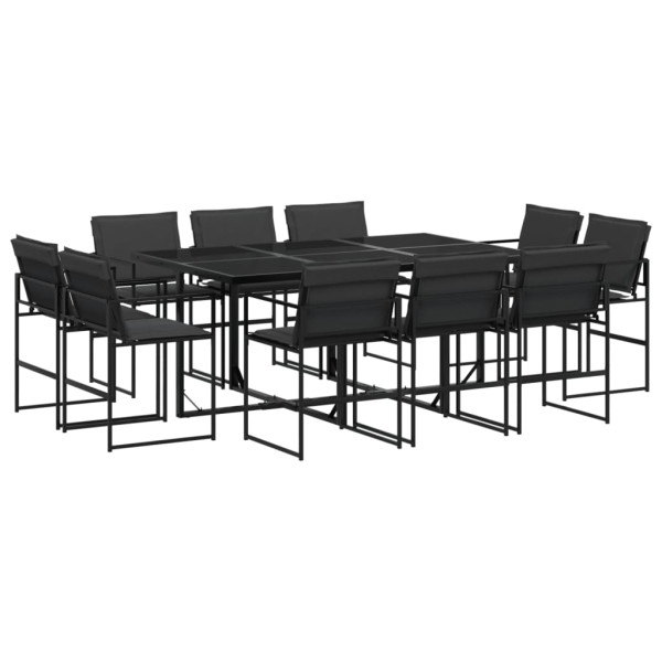 Juego de comedor de jardín 11 pzas con cojines textileno negro M 2
