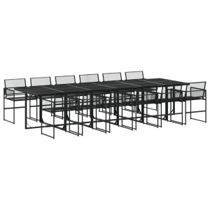 13 pcs conjunto de jantar p/jardim vime PE preto H