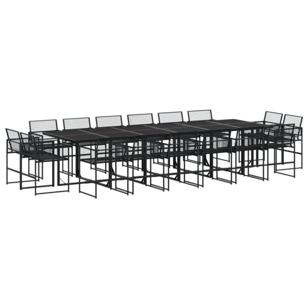 Set de comedor de jardín 17 pzas ratán sintético negro M 2