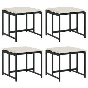 Bancos de jardim com almofadões 4 pcs vime PE preto H