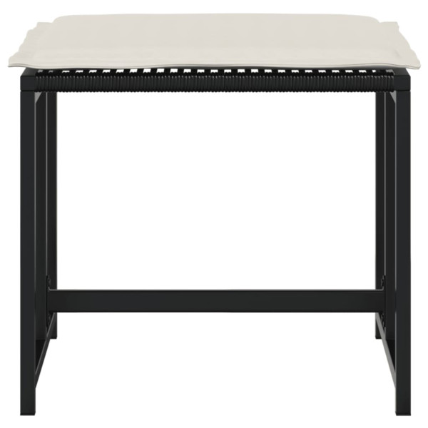 Bancos de jardim com almofadões 4 pcs vime PE preto M 4