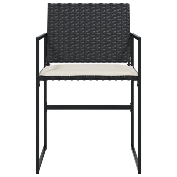 Cadeiras de jardim com almofadões 4 pcs vime PE preto M 4