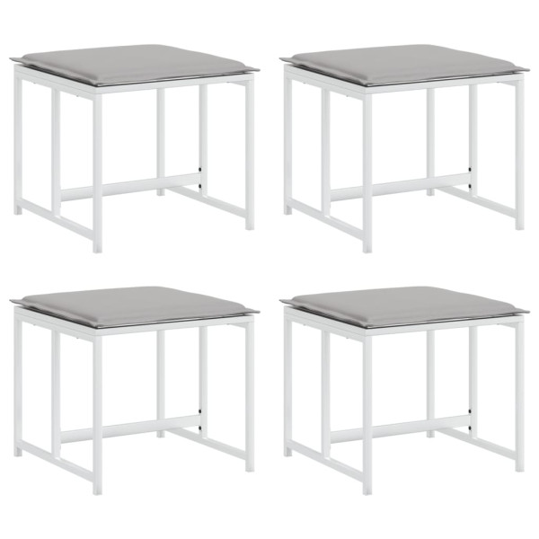 Bancos de jardim c/ almofadões 4 pcs aço e textilene branco M 2