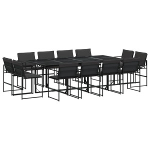 13 pcs conj. de jantar p/ jardim c/ almofadões textilene preto H