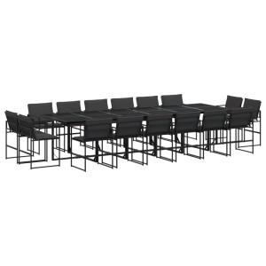 17 pcs conj. de jantar p/ jardim c/ almofadões textilene preto H