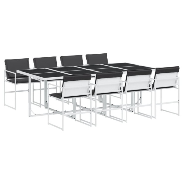 Juego de comedor de jardín 9 pzas con cojines textilene blanco M 2