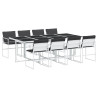 Juego de comedor de jardín 9 pzas con cojines textilene blanco 2