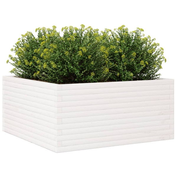 Vaso/floreira jardim 100x100x46 cm madeira pinho maciça branco M 4