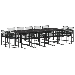 15 pcs conjunto de jantar p/ jardim vime PE preto H