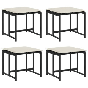 Bancos de jardim com almofadões 4 pcs vime PE preto H