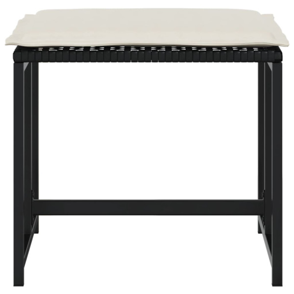 Bancos de jardim com almofadões 4 pcs vime PE preto M 4