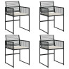 Cadeiras de jardim com almofadões 4 pcs vime PE preto 2