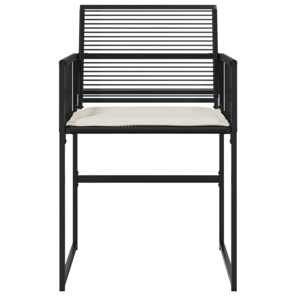 Cadeiras de jardim com almofadões 4 pcs vime PE preto M 5