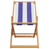 Silla playa plegable madera maciza eucalipto y tela azul blanco 4