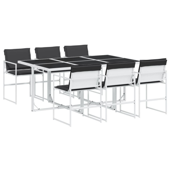Juego de comedor de jardín 7 pzas con cojines textilene blanco M 2