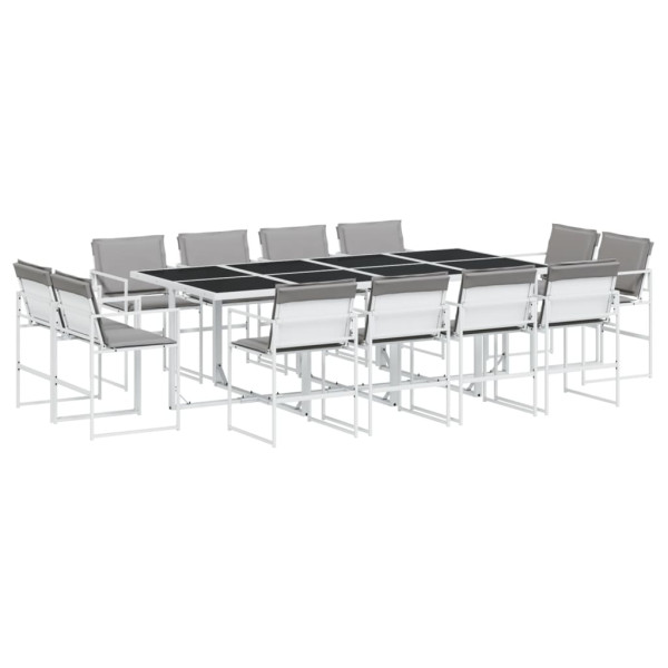 Juego de comedor de jardín 13 pzas con cojines textilene blanco M 2