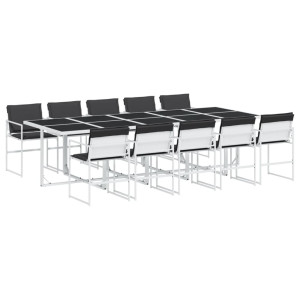 Juego de comedor de jardín 11 pzas con cojines textilene blanco H