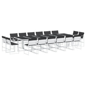 17 pcs conj. de jantar p/ jardim c/ almofadões textilene branco H