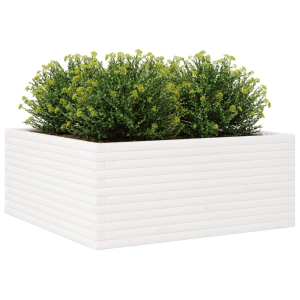 Vaso/floreira jardim 110x110x46 cm madeira pinho maciça branco M 4