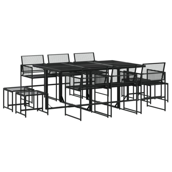 Set de comedor de jardín 11 pzas ratán sintético negro M 2