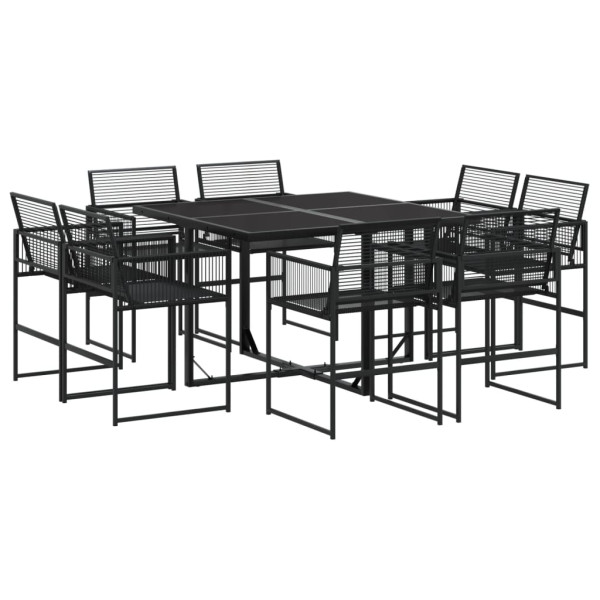 Juego de comedor de jardín 9 piezas ratán sintético negro M 2