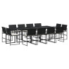 Set comedor de jardín con cojines 13 pzas ratán sintético negro 2