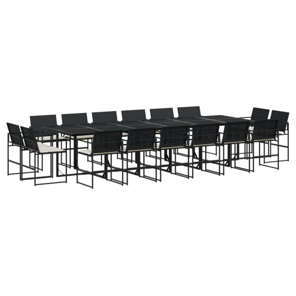 Set de muebles jardín 17 pzas con cojines ratán sintético negro M 2