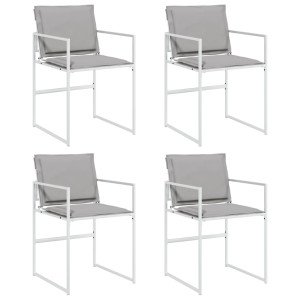 Cadeiras de jardim c/ almofadões 4 pcs aço e textilene branco H