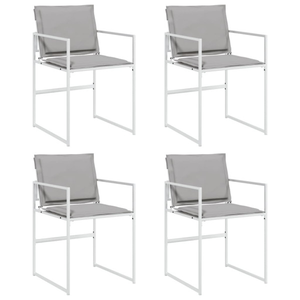 Cadeiras de jardim c/ almofadões 4 pcs aço e textilene branco M 2