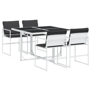 5 pcs conj. de jantar p/ jardim c/ almofadões textilene branco H