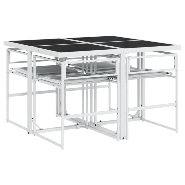 Juego de comedor de jardín 5 pzas con cojines textilene blanco M 5