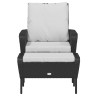 Sillón de jardín con reposapiés ratán sintético negro 3