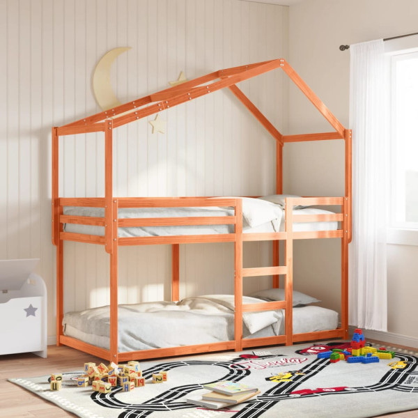 Techo de cama infantil madera maciza pino marrón 60x99x139.5 cm D