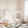 Cama infantil con techo madera maciza pino blanco 70x140 cm 1