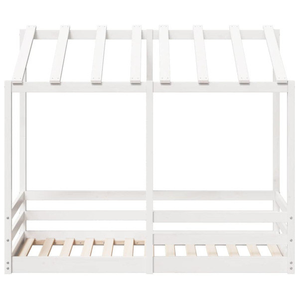 Cama infantil com telhado 70x140 cm pinho maciço branco M 4