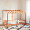 Cama infantil con techo madera maciza pino marrón 90x200 cm 1
