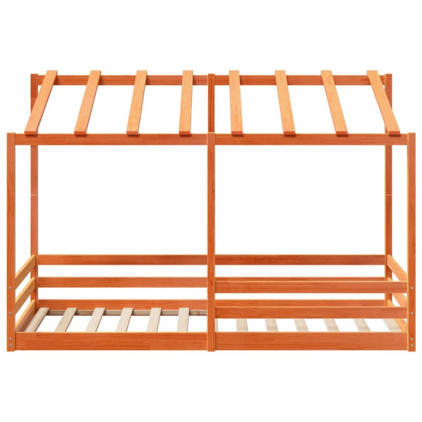 Cama infantil com telhado 90x200 cm pinho maciço castanho-mel M 4