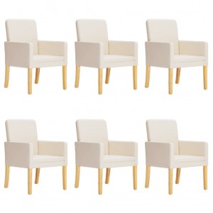 Sillas de comedor 4 uds madera curvada y cuero sintético crema H