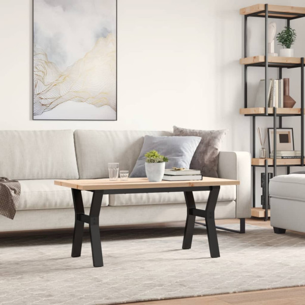 Mesa centro marco Y madera maciza pino y hierro 100x50x45.5 cm M 3