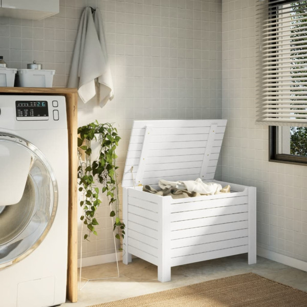 Caixa de arrumação c/ tampa RANA 80x49x54cm pinho maciço branco M 3