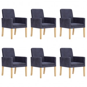 Cadeiras jantar 6 pcs madeira curvada e tecido cinzento-escuro H