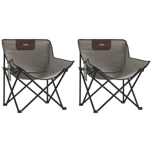 Cadeiras de campismo com bolso dobráveis 2 pcs cinzento H