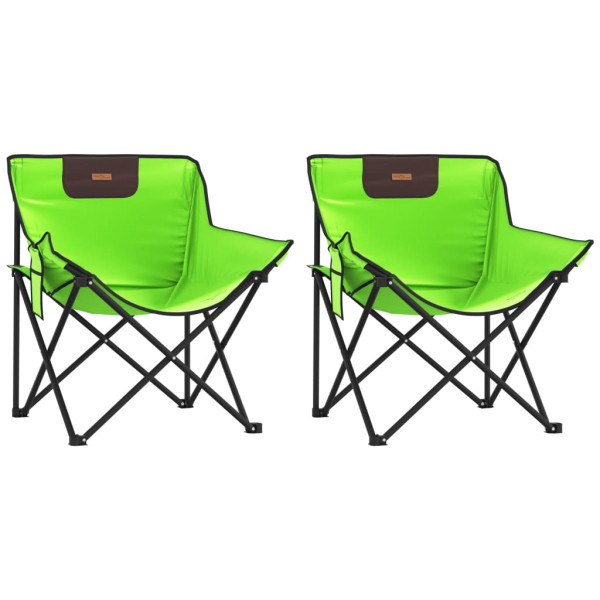 Sillas de camping con bolsillo plegables 2 unidades verde M 2
