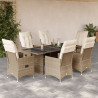Set comedor de jardín 7 pzas con cojines ratán sintético beige 1