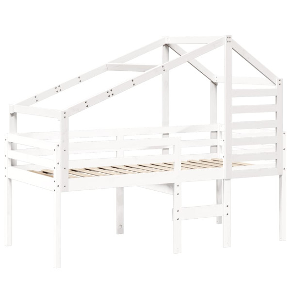 Telhado de cama infantil 198x87x113 cm pinho maciço branco M 3