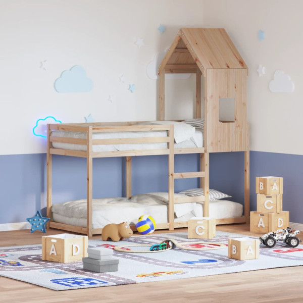 Techo de cama infantil madera maciza pino 60x99x139.5 cm D