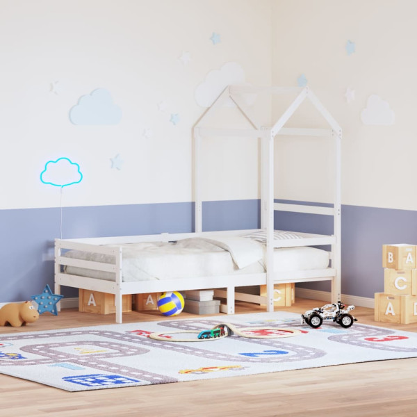 Techo de cama infantil madera maciza blanco 118x70x176.5 cm D