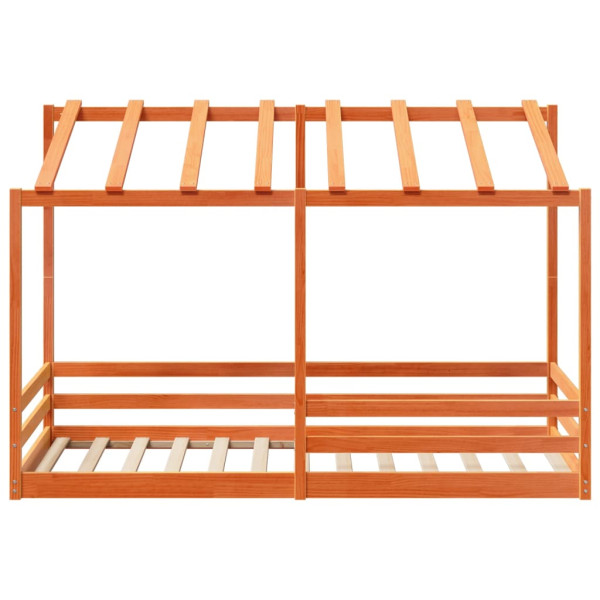 Cama infantil con techo madera maciza pino marrón 100x200 cm M 4